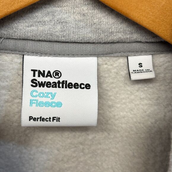 TNA Aritzia Women Sweat Cozy Fleece Sweatshirt Size Small Gray C062 -9 - Picture 7 of 16